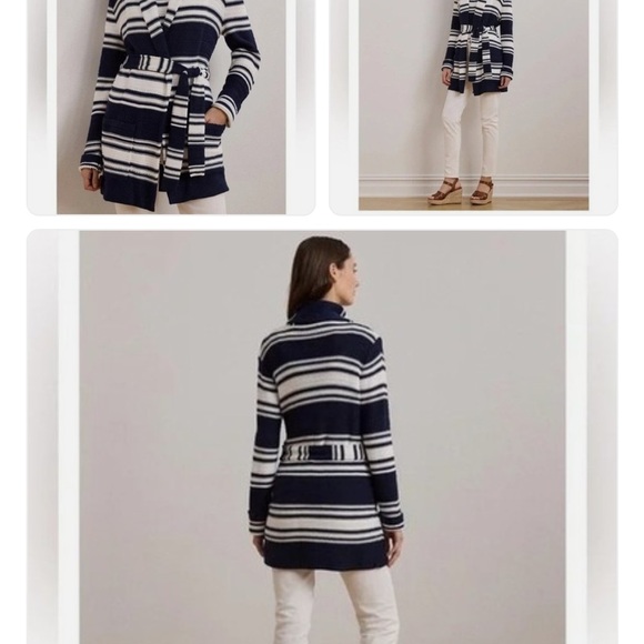 Striped Navy and White Women'sLRL Sweater sz lrg